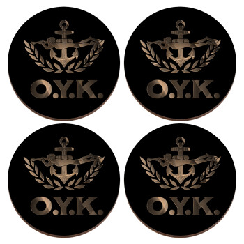 Ο.Υ.Κ., ΣΕΤ x4 Σουβέρ ξύλινα στρογγυλά plywood (9cm)