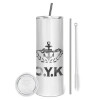Tumbler ποτήρι θερμό από ανοξείδωτο ατσάλι 600ml, με μεταλλικό καλαμάκι & βούρτσα καθαρισμού