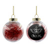 Στολίδι Χριστουγεννιάτικη μπάλα δένδρου διάφανη με κόκκινο γέμισμα 8cm