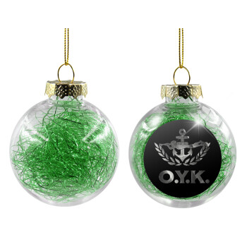 Ο.Υ.Κ., Χριστουγεννιάτικη μπάλα δένδρου διάφανη με πράσινο γέμισμα 8cm