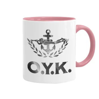 Ο.Υ.Κ., Mug colored pink, ceramic, 330ml
