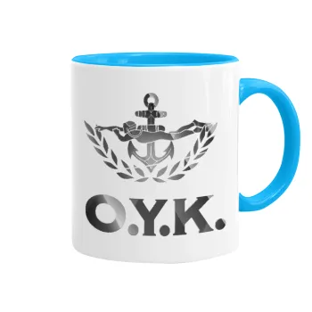 Ο.Υ.Κ., Mug colored light blue, ceramic, 330ml