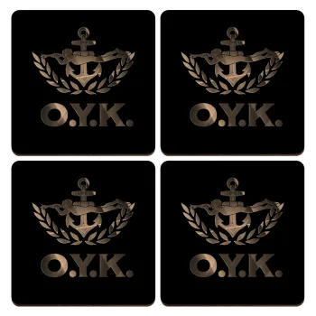 Ο.Υ.Κ., ΣΕΤ x4 Σουβέρ ξύλινα τετράγωνα plywood (9cm)