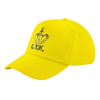 Ο.Υ.Κ., Child's Baseball Cap, 100% Cotton Twill, Yellow (COTTON, CHILD, UNISEX, ONE SIZE)