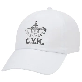 Ο.Υ.Κ., Adult Baseball Cap White 5-panel (POLYESTER, ADULT, UNISEX, ONE SIZE)