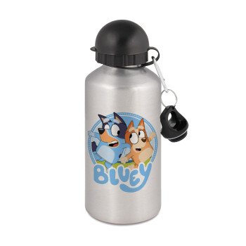 Bluey dog, Metallic water jug, Silver, aluminum 500ml