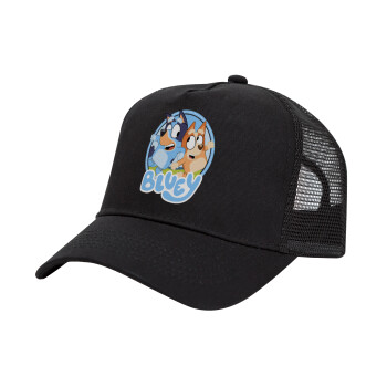 Bluey dog, Καπέλο Trucker με Δίχτυ, Μαύρο, (ΒΑΜΒΑΚΕΡΟ, ΠΑΙΔΙΚΟ, UNISEX, ONE SIZE)