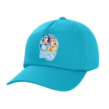 Bluey dog, Καπέλο παιδικό Baseball, 100% Βαμβακερό, Low profile, Γαλάζιο