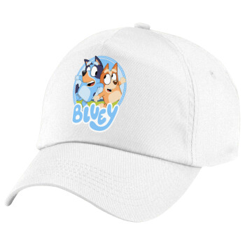 Bluey dog, Καπέλο παιδικό Baseball, 100% Βαμβακερό Twill, Λευκό (ΒΑΜΒΑΚΕΡΟ, ΠΑΙΔΙΚΟ, UNISEX, ONE SIZE)