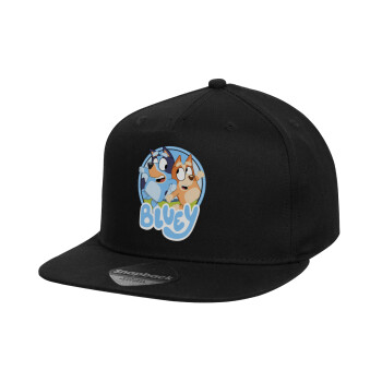 Bluey dog, Καπέλο παιδικό Snapback, 100% Βαμβακερό, Μαύρο