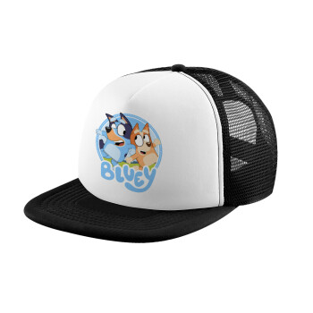 Bluey dog, Καπέλο Ενηλίκων Soft Trucker με Δίχτυ Black/White (POLYESTER, ΕΝΗΛΙΚΩΝ, UNISEX, ONE SIZE)