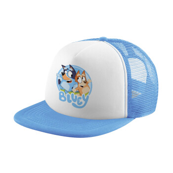 Bluey dog, Καπέλο Soft Trucker με Δίχτυ Γαλάζιο/Λευκό