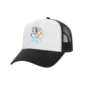 Bluey dog, Καπέλο Ενηλίκων Structured Trucker, με Δίχτυ, ΛΕΥΚΟ/ΜΑΥΡΟ (100% ΒΑΜΒΑΚΕΡΟ, ΕΝΗΛΙΚΩΝ, UNISEX, ONE SIZE)