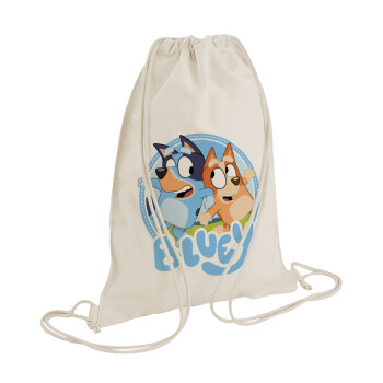 Bluey dog, Τσάντα πλάτης πουγκί GYMBAG natural (28x40cm)