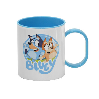 Bluey dog, Κούπα (πλαστική) (BPA-FREE) Polymer Μπλε για παιδιά, 330ml