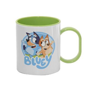 Bluey dog, Κούπα (πλαστική) (BPA-FREE) Polymer Πράσινη για παιδιά, 330ml