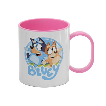 Bluey dog, Κούπα (πλαστική) (BPA-FREE) Polymer Ροζ για παιδιά, 330ml