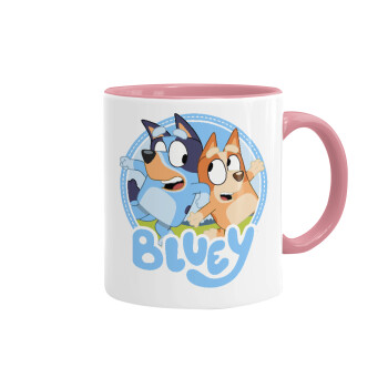 Bluey dog, Mug colored pink, ceramic, 330ml