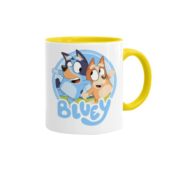 Bluey dog, Mug colored yellow, ceramic, 330ml