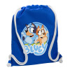 Backpack pouch GYMBAG Blue, with pocket (40x48cm) & thick cords