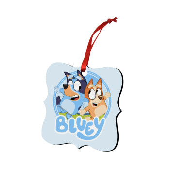Bluey dog, Χριστουγεννιάτικο στολίδι polygon ξύλινο 7.5cm