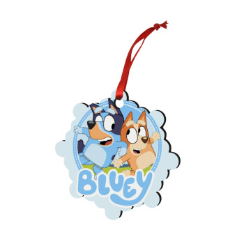 Bluey dog, Χριστουγεννιάτικο στολίδι snowflake ξύλινο 7.5cm