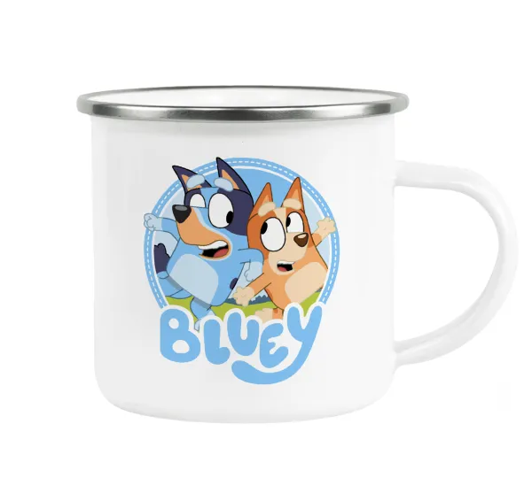 Μπλε — Metallic enamel cup white 360ml