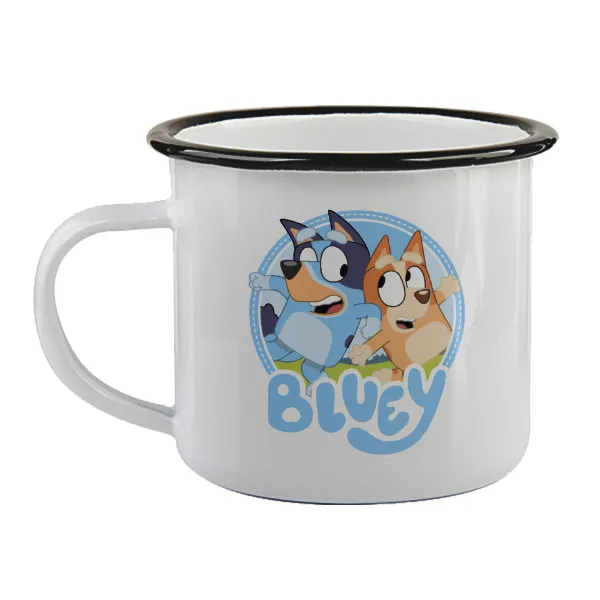 Μπλε — Enamel mug with black rim, 360ml