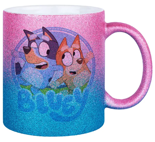 Μπλε — Κούπα Χρυσή/Μπλε Glitter, κεραμική, 330ml