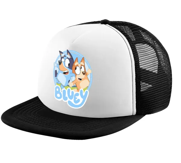 Μπλε — Καπέλο παιδικό Soft Trucker με Δίχτυ ΜΑΥΡΟ/ΛΕΥΚΟ (POLYESTER, ΠΑΙΔΙΚΟ, ONE SIZE)