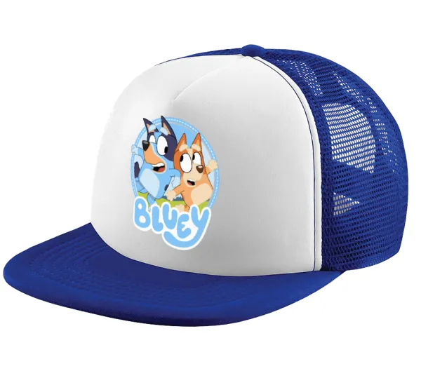 Μπλε — Adult Soft Trucker Hat with Blue/White Mesh (POLYESTER, ADULT, UNISEX, ONE SIZE)