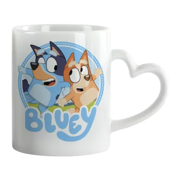 Μπλε, Mug heart handle, ceramic, 330ml