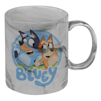 Μπλε, Mug ceramic marble style, 330ml