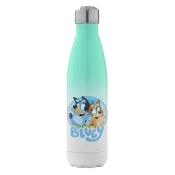 Μπλε, Μεταλλικό παγούρι θερμός Πράσινο/Λευκό (Stainless steel), διπλού τοιχώματος, 500ml