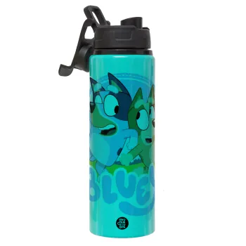Μπλε, Metallic water bottle with safety lid, 850ml aluminum
