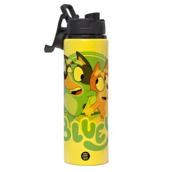 Μπλε, Metallic water bottle with safety lid, 850ml aluminum