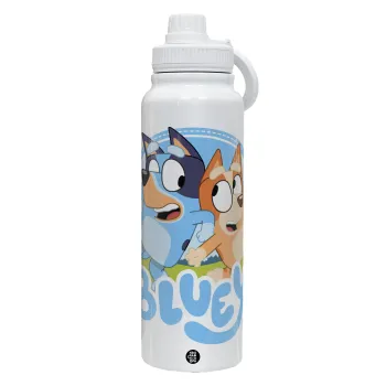 Μπλε, Θερμός 1L Ανοξείδωτο με Βάση Κινητού & Διπλά Τοιχώματα