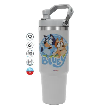 Μπλε, ΓΚΡΙ χρώματος Θερμός Ανοξείδωτο 890ml (30oz) με χερούλι