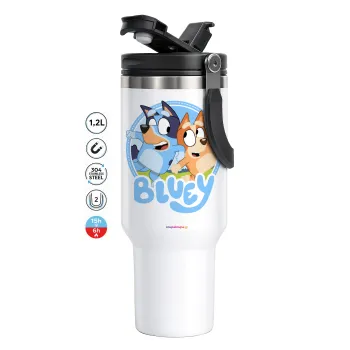 Μπλε, Mega Tumbler με καπάκι, διπλού τοιχώματος (θερμό) 1,2L