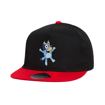 The Bluey, Καπέλο παιδικό snapback, 100% Βαμβακερό, Μαύρο/Κόκκινο