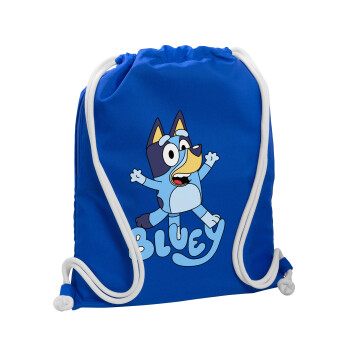 The Bluey, Τσάντα πλάτης πουγκί GYMBAG Μπλε, με τσέπη (40x48cm) & χονδρά κορδόνια