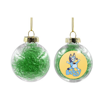 The Bluey, Χριστουγεννιάτικη μπάλα δένδρου διάφανη με πράσινο γέμισμα 8cm