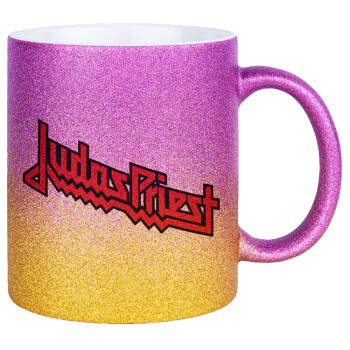 Judas Priest, Κούπα Χρυσή/Ροζ Glitter, κεραμική, 330ml