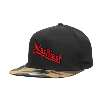 Judas Priest, Καπέλο Ενηλίκων Flat Snapback Μαύρο/Παραλλαγή, (100% ΒΑΜΒΑΚΕΡΟ TWILL, ΕΝΗΛΙΚΩΝ, UNISEX, ONE SIZE)