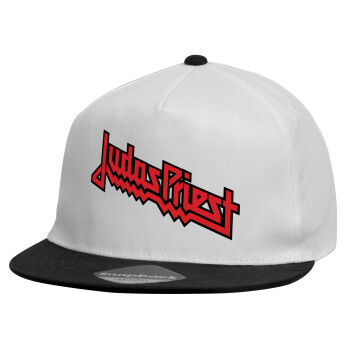 Judas Priest, Καπέλο παιδικό Flat Snapback, Λευκό (100% ΒΑΜΒΑΚΕΡΟ, ΠΑΙΔΙΚΟ, UNISEX, ONE SIZE)