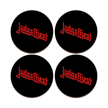 Judas Priest, ΣΕΤ x4 Σουβέρ ξύλινα στρογγυλά plywood (9cm)