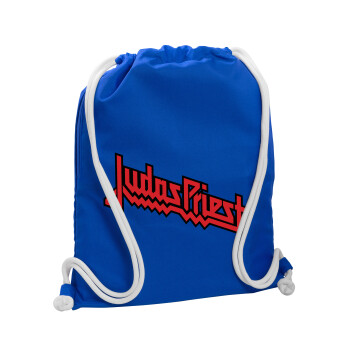 Judas Priest, Τσάντα πλάτης πουγκί GYMBAG Μπλε, με τσέπη (40x48cm) & χονδρά κορδόνια