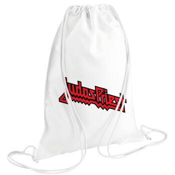 Judas Priest, Τσάντα πλάτης πουγκί GYMBAG λευκή (28x40cm)