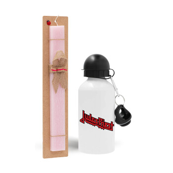 Judas Priest, Πασχαλινό Σετ, παγούρι μεταλλικό αλουμινίου (500ml) & πασχαλινή λαμπάδα αρωματική πλακέ (30cm) (ΡΟΖ)