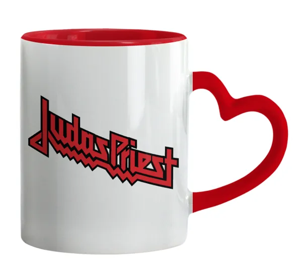 Judas Priest — Κούπα καρδιά χερούλι κόκκινη, κεραμική, 330ml